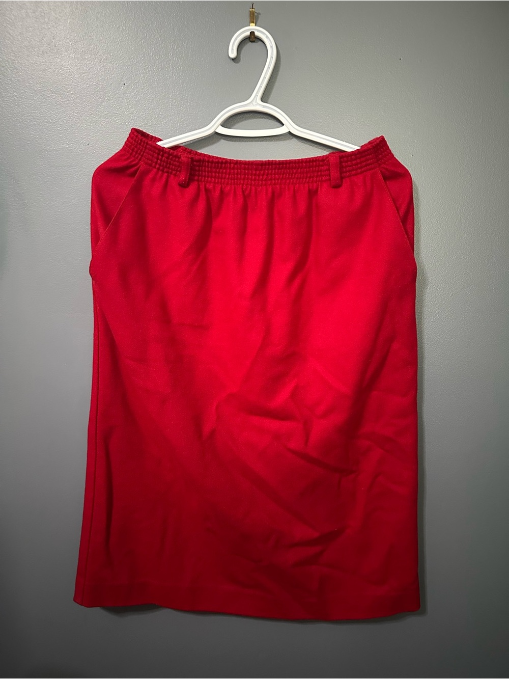 Vintage Koret Vibrant Red Elastic-Waist Midi Skirt